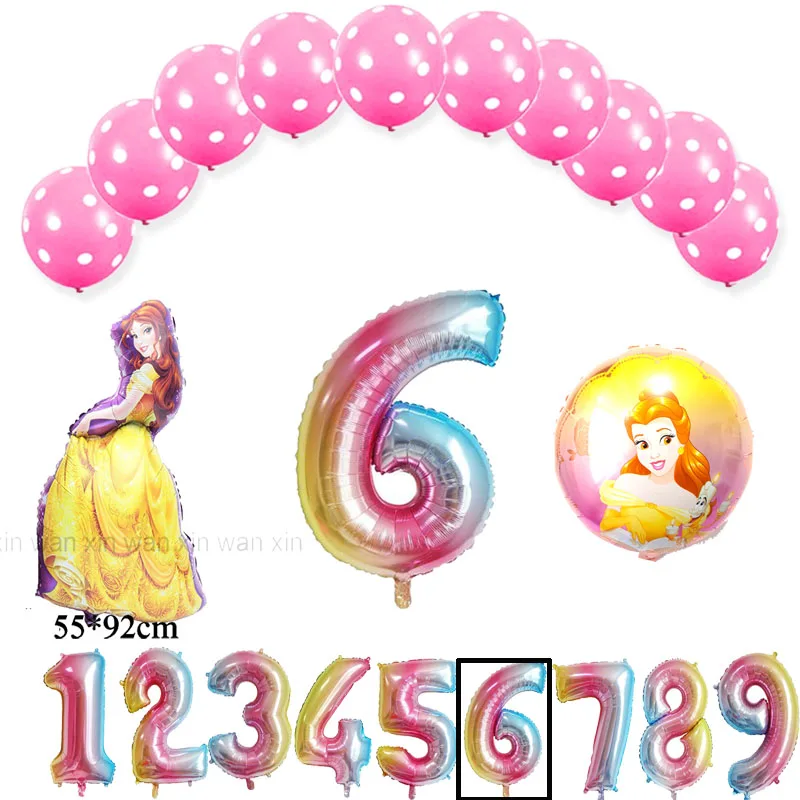 princess Rapunzel birthday balloons include 10pcs latex globos 1pc unmber 2pc rapunzel foil balloons for princess party balloons
