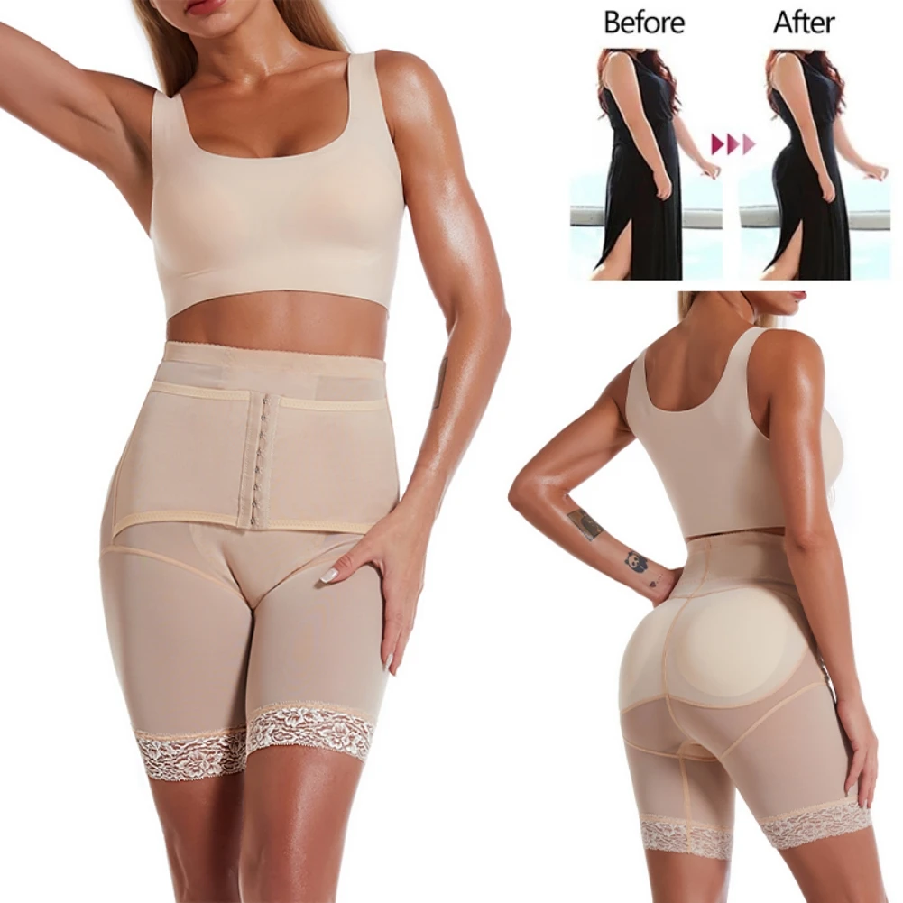 

Women High Waist Breasted Body Shaping Underwear Padding Panties Butt Tummy Control Shaper Waist Training Panties
