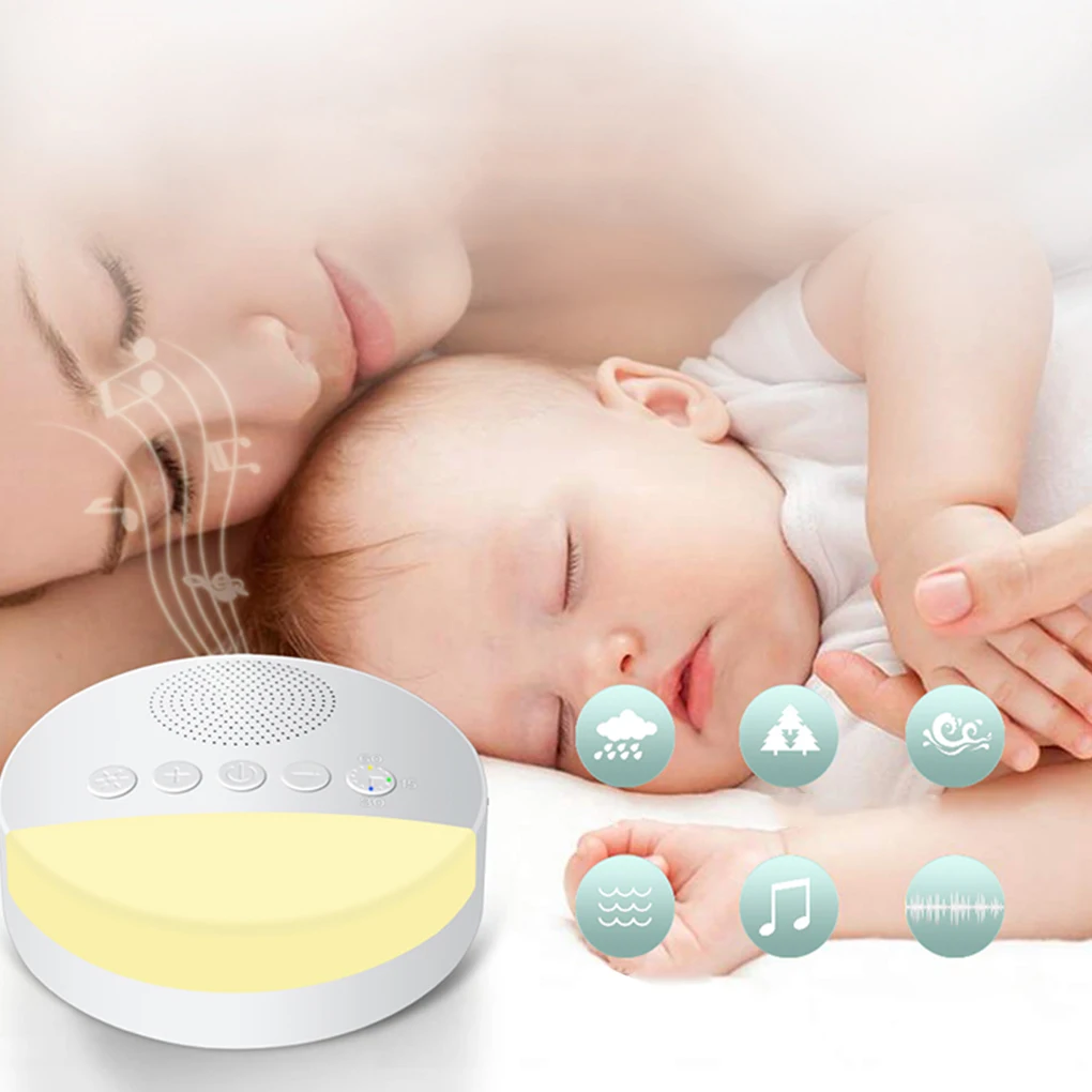 M&aacute;quina de ruido blanco para beb&eacute;s, dispositivo de apagado y apagado temporizado recargable por USB, reproductor de sonido para dormir para beb&eacute;s, luz nocturna, temporizador, reproductor de ruido # R-1