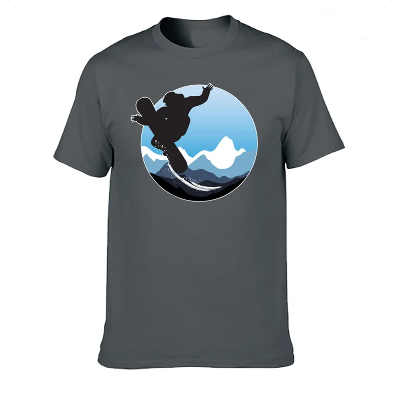 

2021 Summer Tops Tees Men Cotton Vintage Short Sleeve T-Shirts Cartoon Snowboarder Jumping Graphic T Shirt Men's Tees Big Size