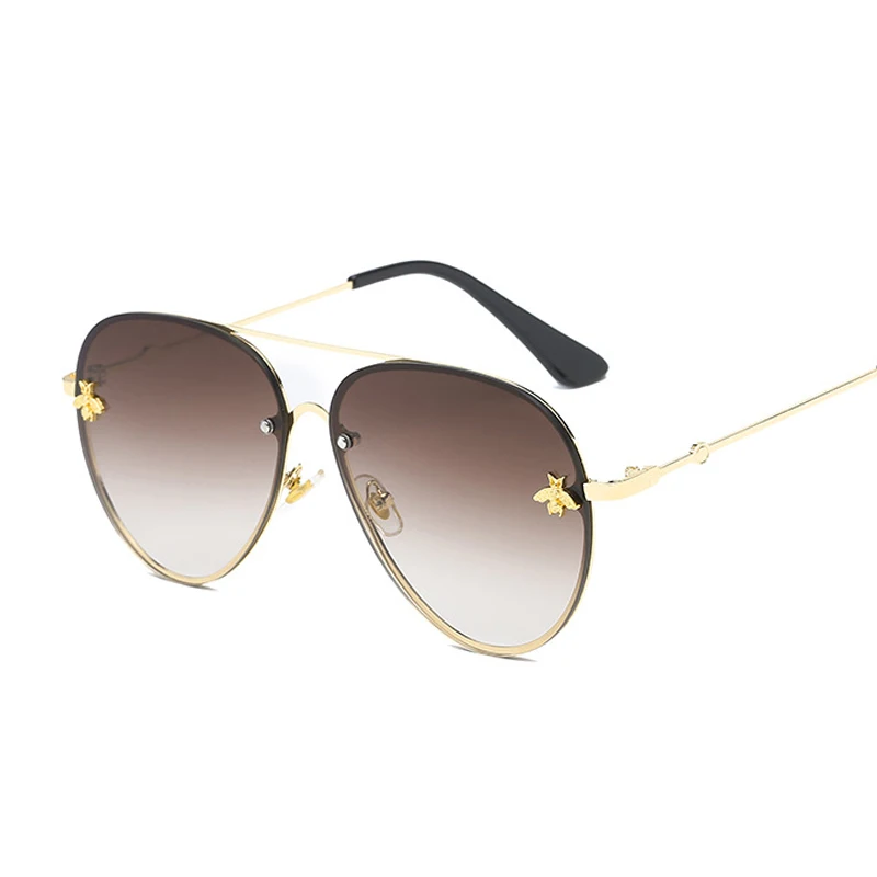 

Fashion Rimless Small Bee Sunglasses Women Metal Gradient Sun Glasses Male Female Luxury Brand Designer Vintage Pilot Oculos
