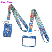 ransitute r1496 funny rabbit cartoon lanyard card id holder car keychain gym phone badge kids key ring holder jewelry