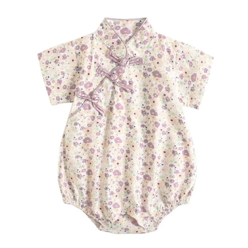 

Детский хлопковый комбинезон с коротким рукавом, на возраст 0-36 месяцев