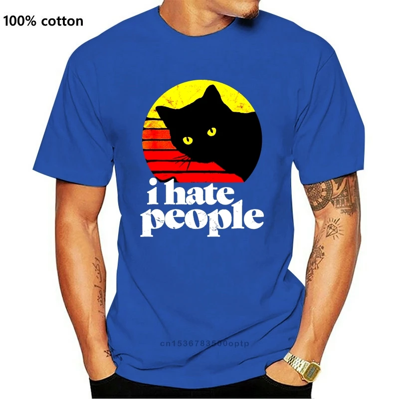 

Новинка смешная винтажная стильная ретро футболка с кошкой I Hate People