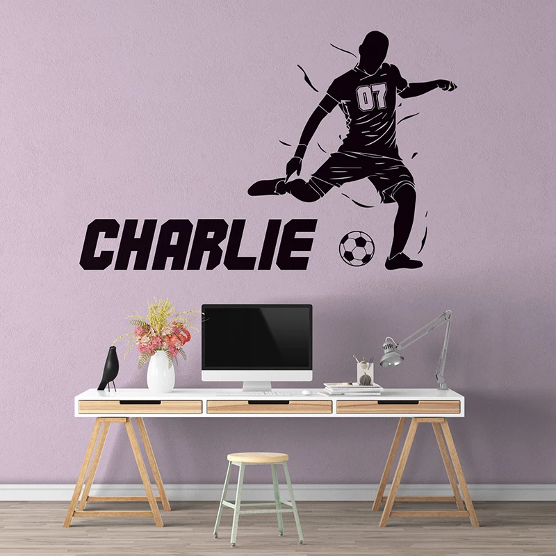 Футбол персонализированные Напишите свое имя и номер Джерси наклейка на стену