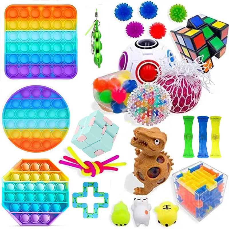 

Push Kit Fidget Sensory Toy Stress Anxiety Relief Autism Toys Set Bubble Fidget Sensory Toys for Kids Adults Decompression Gift