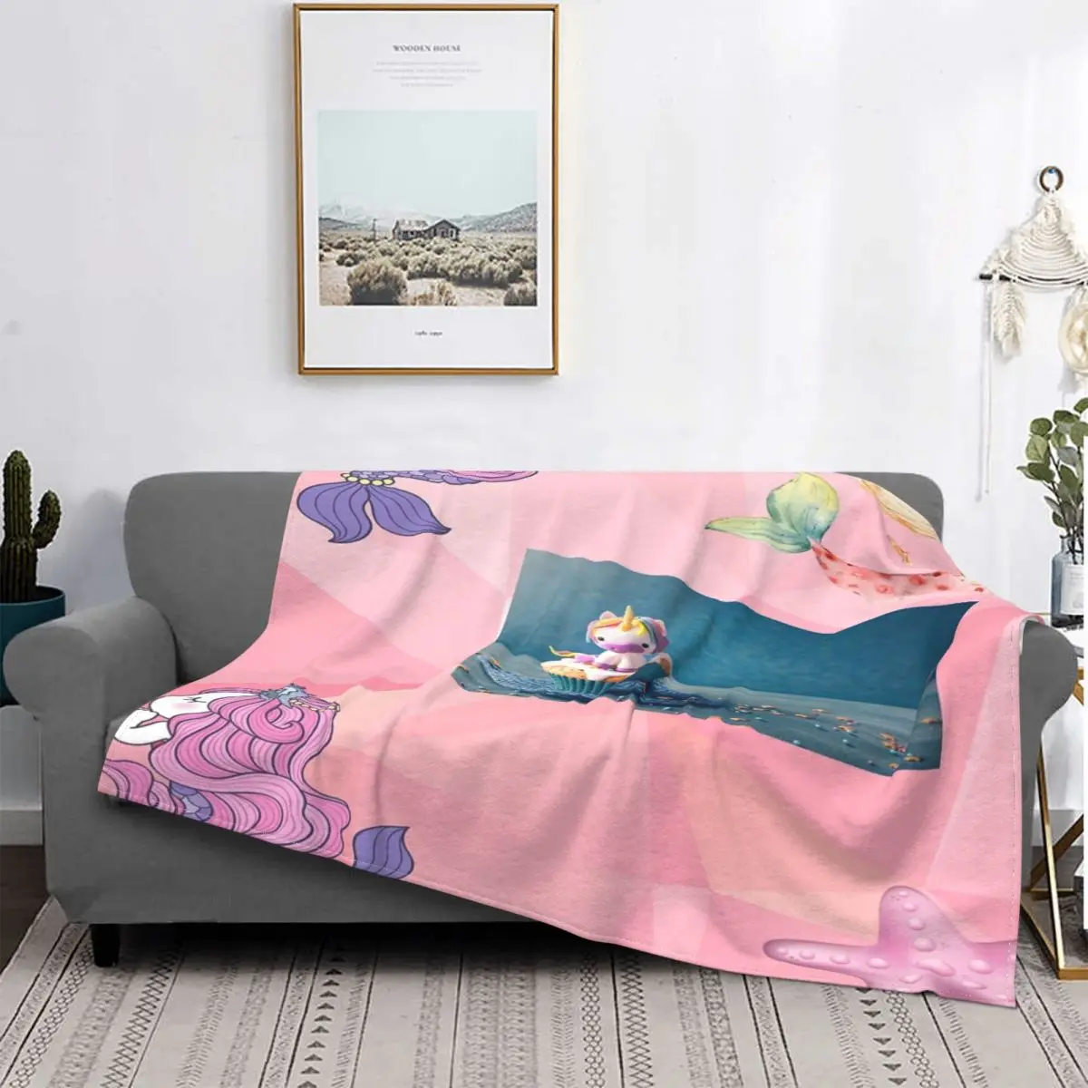 

Manta con diseño de sirena, colcha de cama a cuadros, colcha de lino, manta ponderada de verano, 135