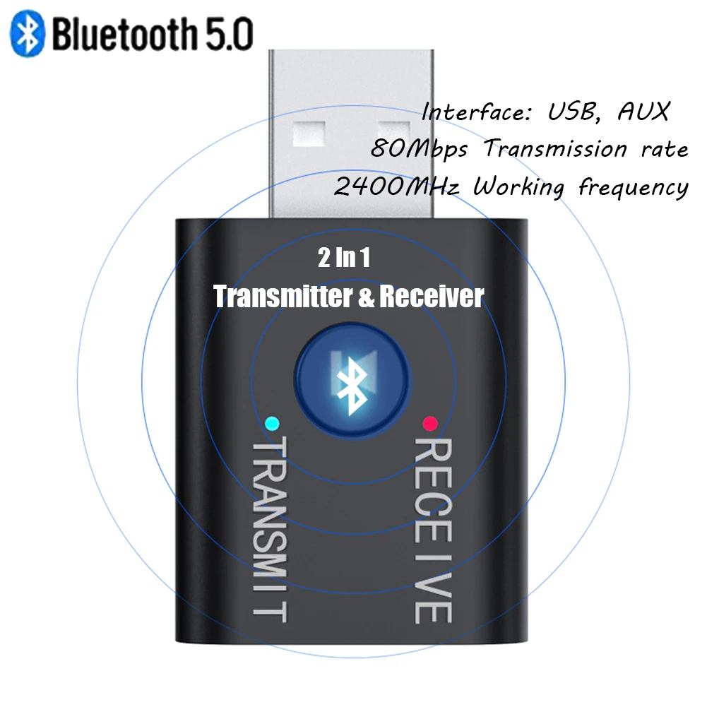 2 IN 1 Type 2 4,2 5,0 Bluetooth передатчик приемник аудио USB 3,5 мм портативный беспроводной динамик стерео адаптер для ТВ ПК компьютер наушники автомобиля - Цвет: 2 IN 1 Type 2