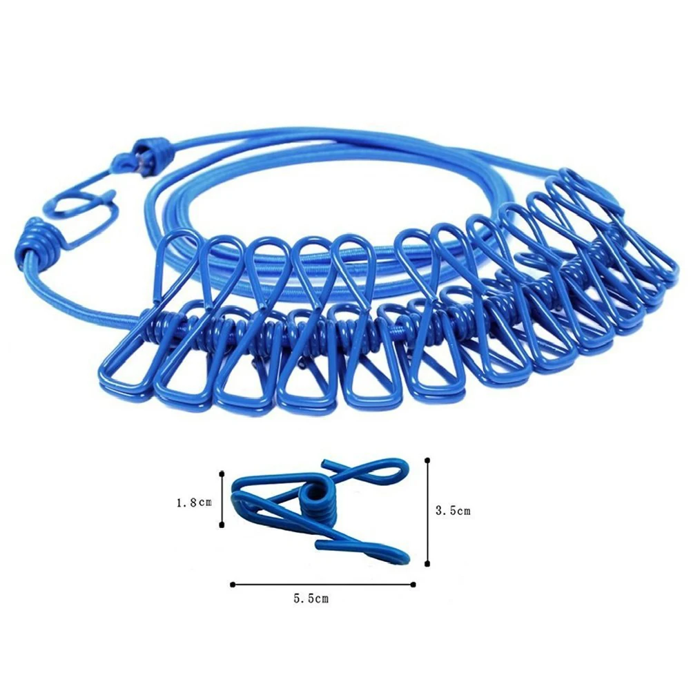 180 см упругая уличная бельевая веревка для белья для сушки белья с 12 зажимами уличная походная вешалка для сушки одежды