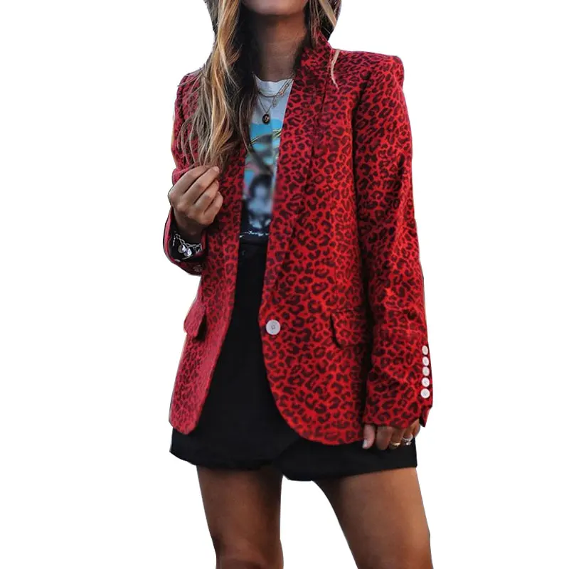 

Ladies Blazer Leopard Print Long Sleeve Blaser Women Suit jacket Female Feminine Blazer Femme Office Ladies Top Coat Blazer