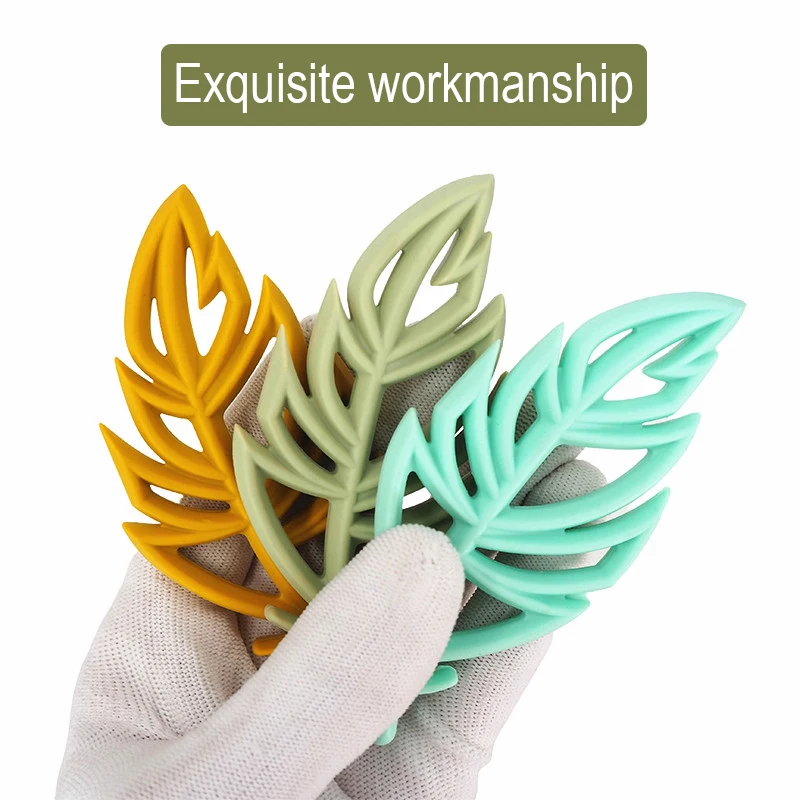 Chenkai-mordedor de hojas de silicona, juguetes masticables para beb&eacute;, productos con forma, regalo de enfermer&iacute;a, accesorio sin BPA, 5 uds.-4