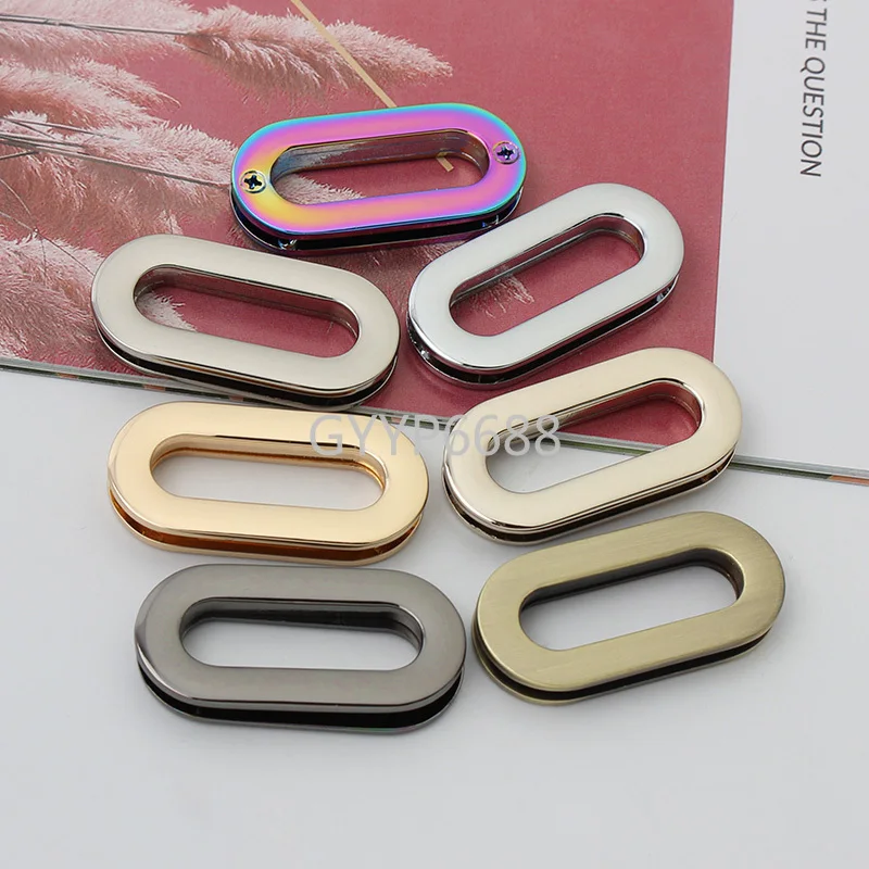 10-30-100pcs 8 colors 40*20mm 29mm inner rainbow oval shape eyelets for woman shoulderbag chain bag metal accessories