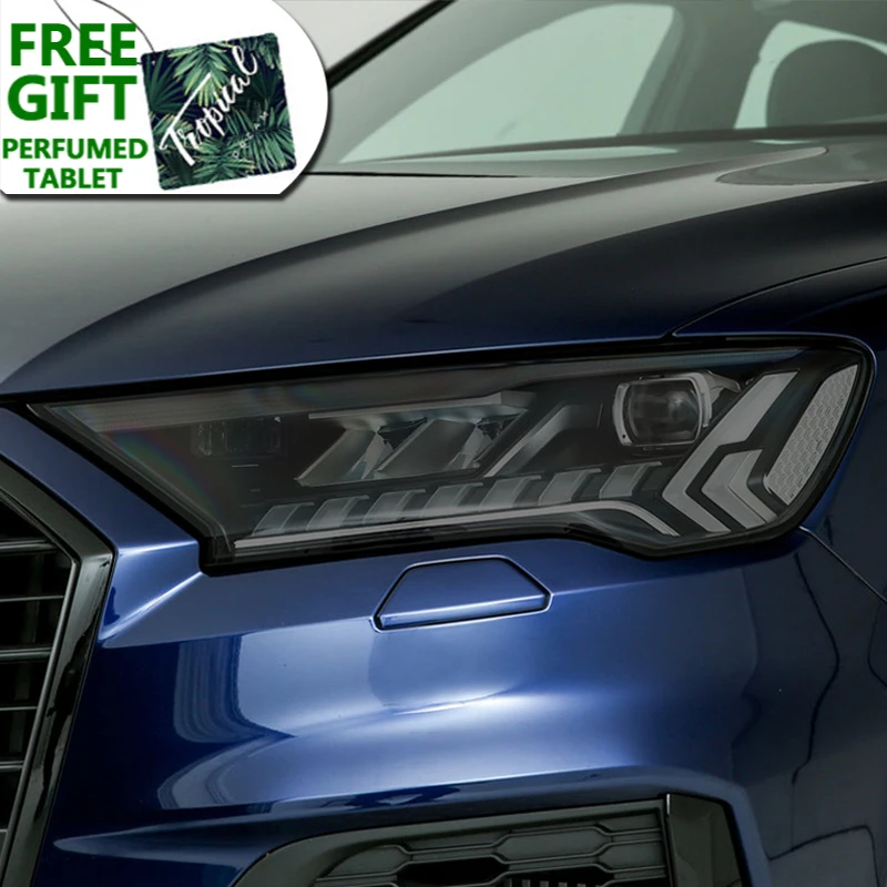 

2 Pcs Car Headlight Protective Film Restoration Transparent Black TPU Sticker For Audi Q7 2016 2017 2018 2019 2020 Accessories