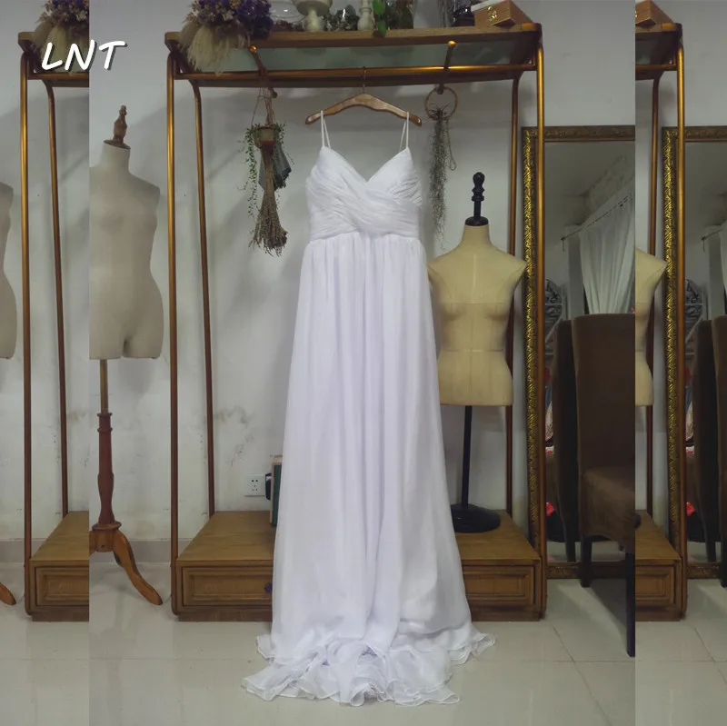 Длинные шифоновые пляжные свадебные платья на бретелях-спагетти | Свадьбы и