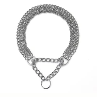 chrome plated three row training dog chain sliver iron adjustable dog collar personalized pet pinch collars chain martingale pug