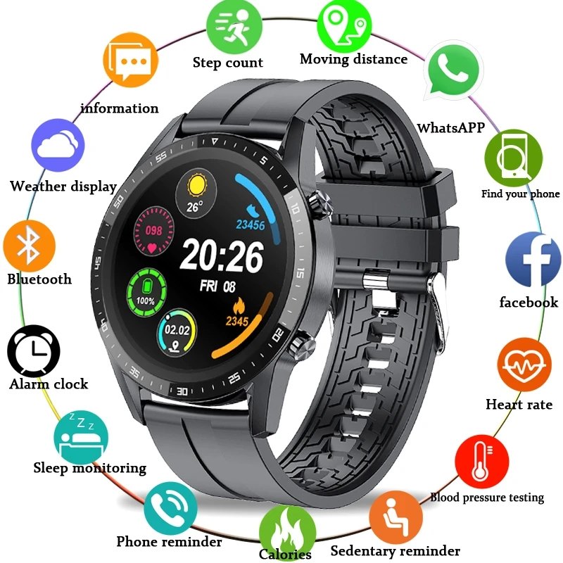 

Men's and women's sports smart watch, waterproof smart watch, and call, Bluetooth, alarm reminder and health tracker,