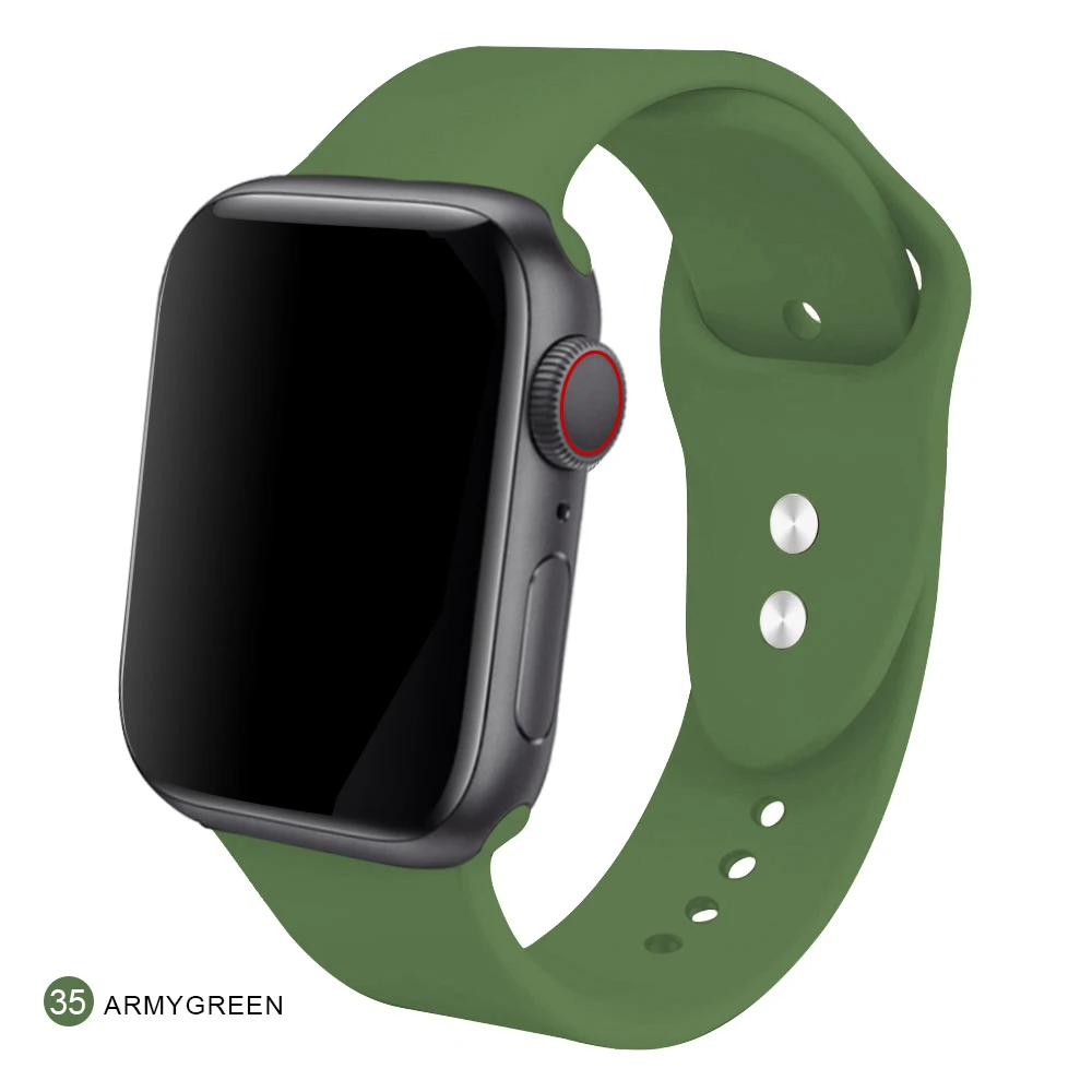 Ремешок для часов для Apple 38 мм 42 мм iWatch 5 ремешок 44 мм 40 мм Ремень спортивный силиконовый браслет часы аксессуары для Apple 5 4 3 2 1 - Цвет ремешка: 35
