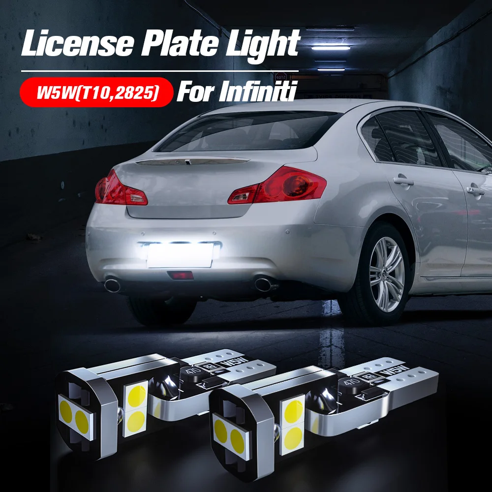 

2pcs LED License Plate Light W5W T10 Lamp Canbus For Infiniti G20 G25 G35 G37 FX35 FX45 FX50 FX37 EX35 EX37 M35H M35 M37 M45 M56