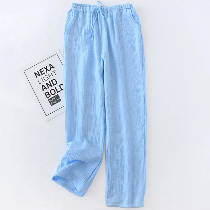 

Новинка Весна 2020, свободные тонкие брюки для влюбленных, удобные хлопковые штаны из газовой ткани, однотонные, для мужчин и женщин, домашняя ...