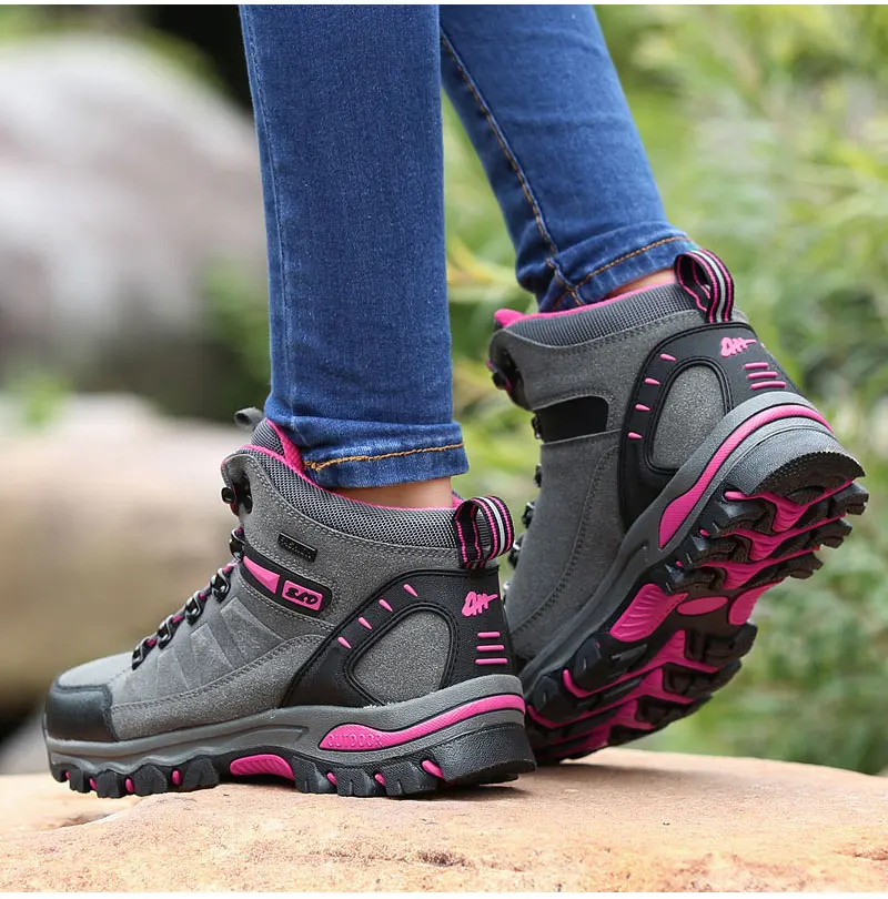 Outdoor Sneakers Waterproof Hiking Shoes Men Women Leather Mountain Boots Couple Winter Trekking Trail Climbing | Обувь