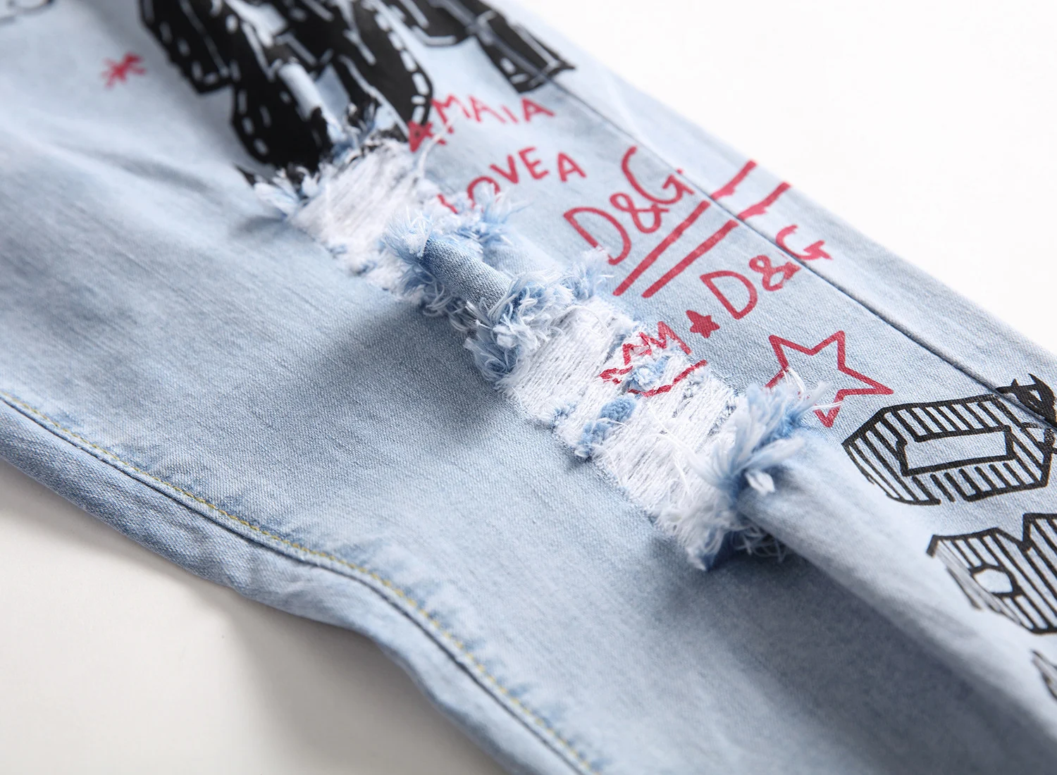 Дизайн полиграфии облегающие скини джинсы Для мужчин Американский и Европейский стиль Модные Для мужчин брюки хлопковые синие брюки Homme плюс Размеры
