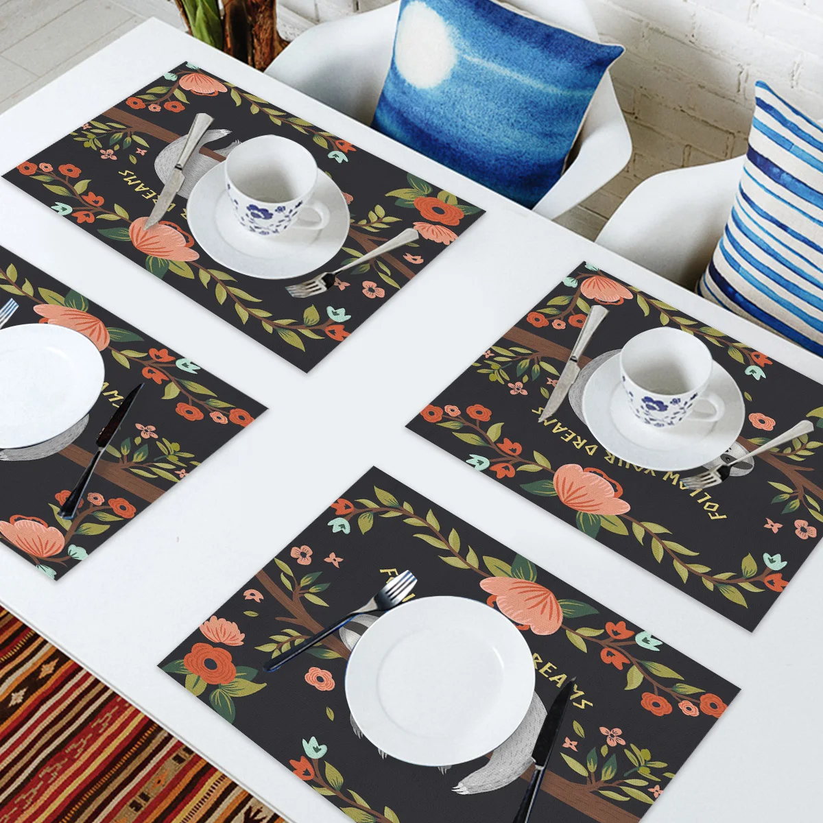 4 6 штук в партии комплект Коврики на стол серый Ленивец цветок филиал мультфильм