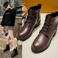 large size boots mens and womens classic high top couple leather round head motorcycle boots fashion non slip boots