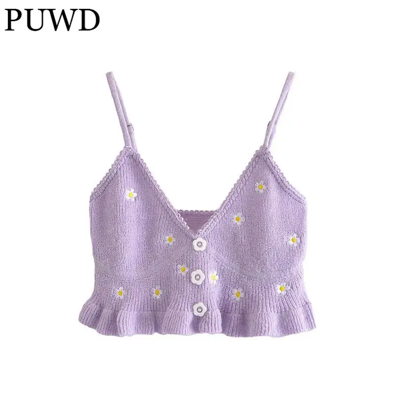 

Женский трикотажный топ с цветочной вышивкой, открытой спиной и V-образным вырезом