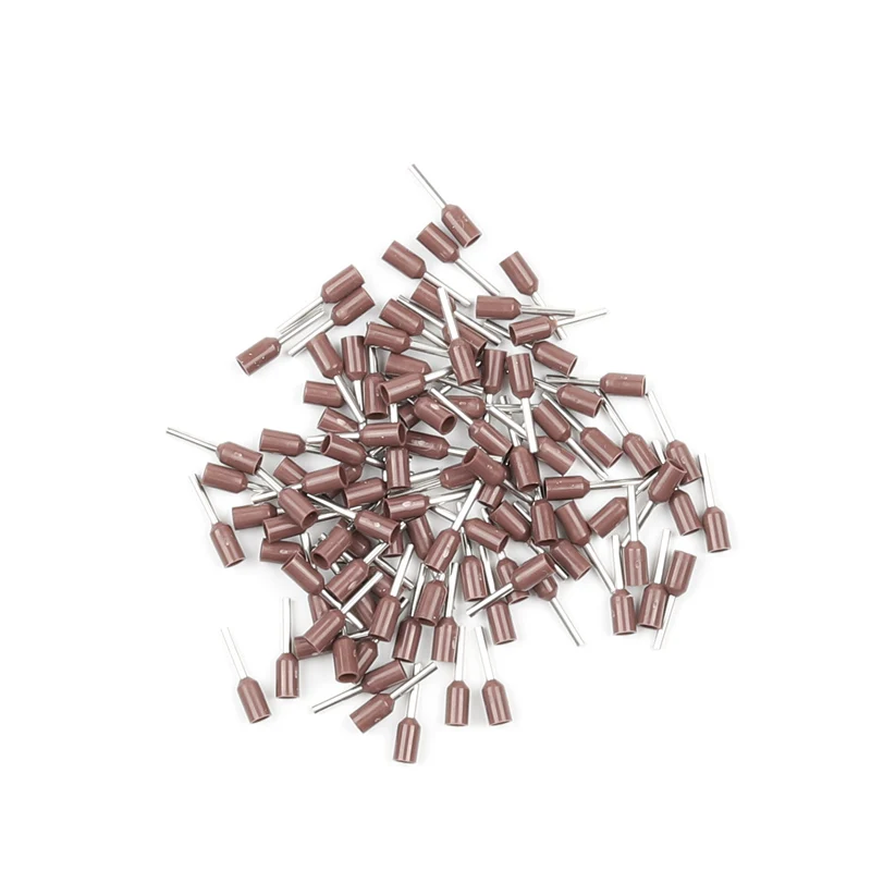 Brown 100 шт. E6010 E6012 E6018 Изолированные Наконечники клеммный блок конец шнура мобильное радио VHF обжимной концевик для 6mm2, 10 AWG - Цвет: Brown