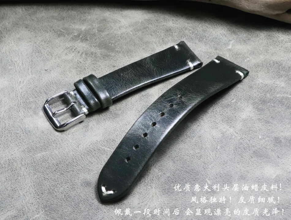 Retro Brand Watch Strap 18 19 21 20 22mm Watchband Genuine Leather high quality Cowhide Wristband male soft Thin section Belt