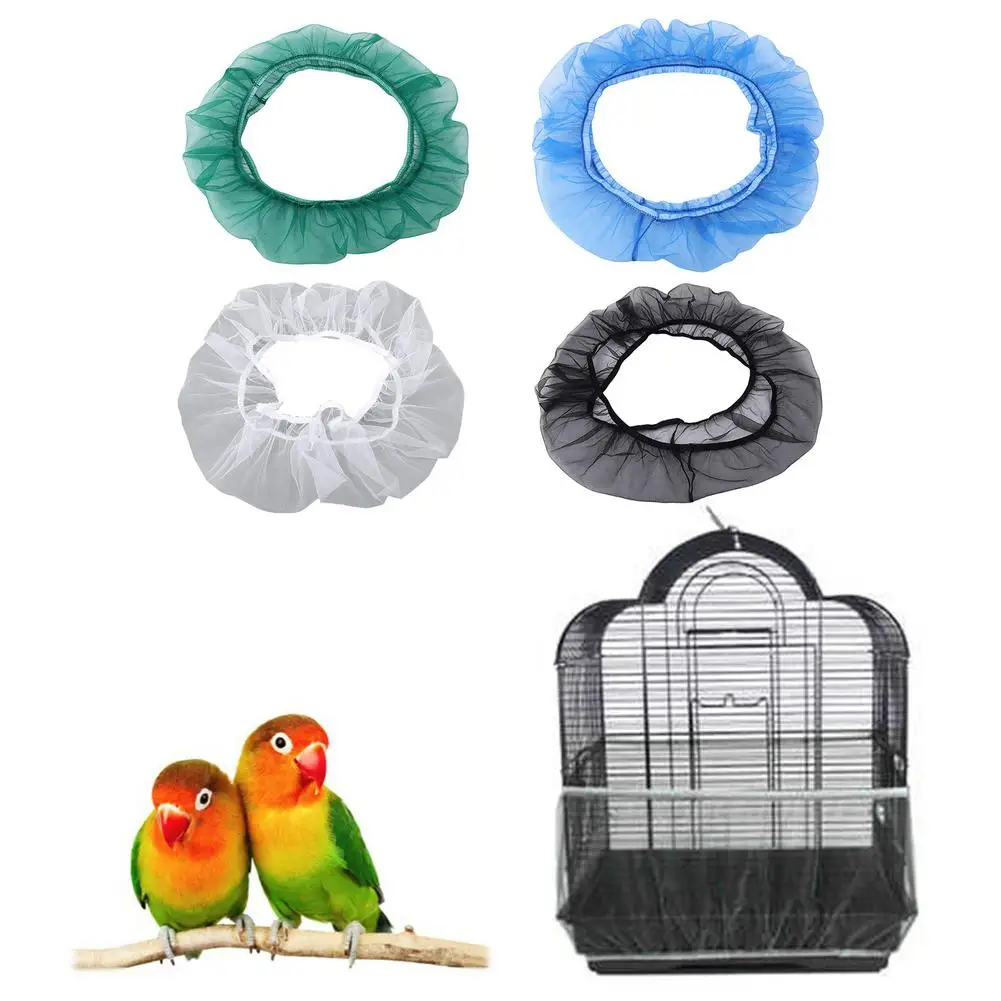 

Nylon Mesh Bird Cage Cover Adjustable Birdcage Skirt Dust-Proof Cage Cover Nylon Net Guard Catcher Guard Bird Cage Accessories