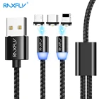 Магнитный USB-кабель RAXFLY 2 в 1 Micro USB Тип C для iPhone 11 8 Redmi Note 8 Pro 7 2.1A, провод для быстрой зарядки, Магнитный зарядный кабель