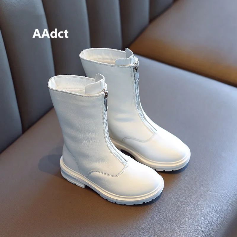 Beige High-cut AAdct/сапоги для девочек; новые детские высокие сапоги для девочек; брендовая зимняя хлопковая детская обувь принцессы - Цвет: Beige High-cut