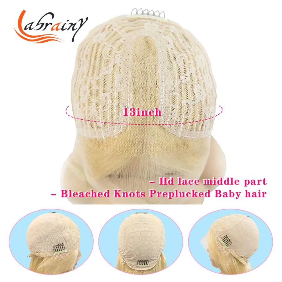 

HD Transparent Ombre Blonde Curly Lace Frontal Human Hair Wigs Highlight Colored Remy Wig Pre Plucked Bleached Knots 13x6x1
