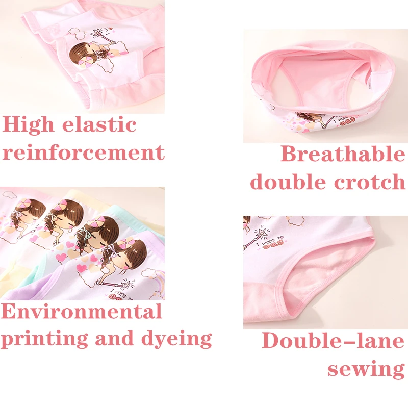 Хлопковые трусики для девочек 6 шт. нижнее белье с милым мультяшным принтом