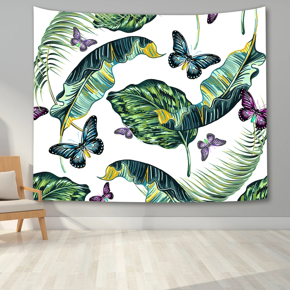 Цветочный гобелен с растениями настенное художественное подвесное одеяло для