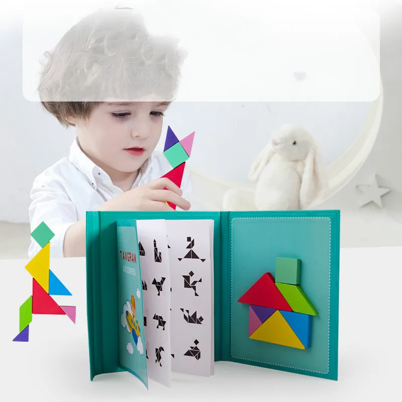 Magnetic 3D Puzzle Jigsaw Tangram GameGames Toy Gift for Children Brain Tease Montessori Learning Educational Drawing Board | Игрушки и