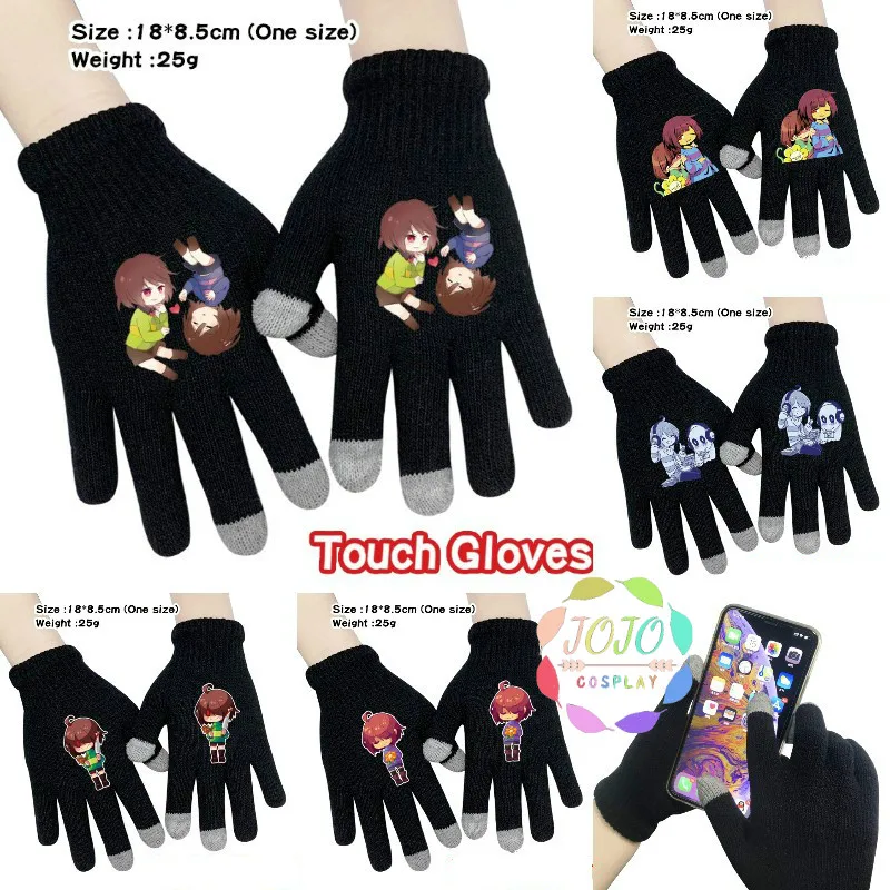 Undertale Frisk Chara верхняя одежда ручной работы мультфильм вязание сенсорные перчатки хлопок теплый полный палец варежки косплей аксессуар подарок зима