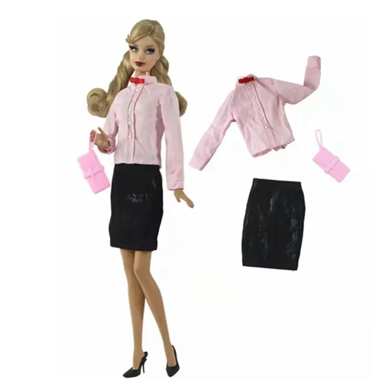 

11.5" Doll Outfits Purse Pink Shirt Blouse Top Skirt For Barbie Doll Clothes 1/6 BJD Dollhouse Accessories Kids & Baby DIY Toys
