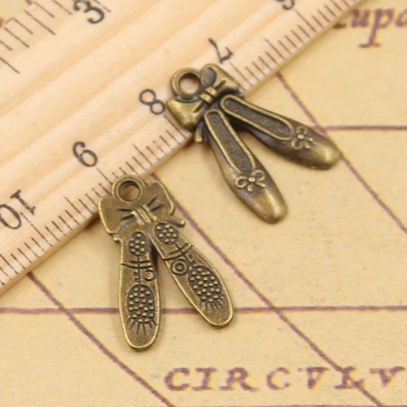 30 шт. Балетные туфли туфли 20x13 мм тибетская бронза серебряный цвет подвески античной ювелирной изделия для изготовления браслета.
