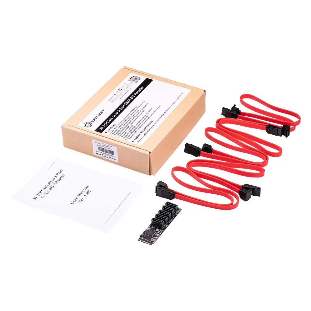 Адаптер IOCREST M.2(PCIe 3,0) на 5 портов SATA III 6G ssd с кабелем sataIII