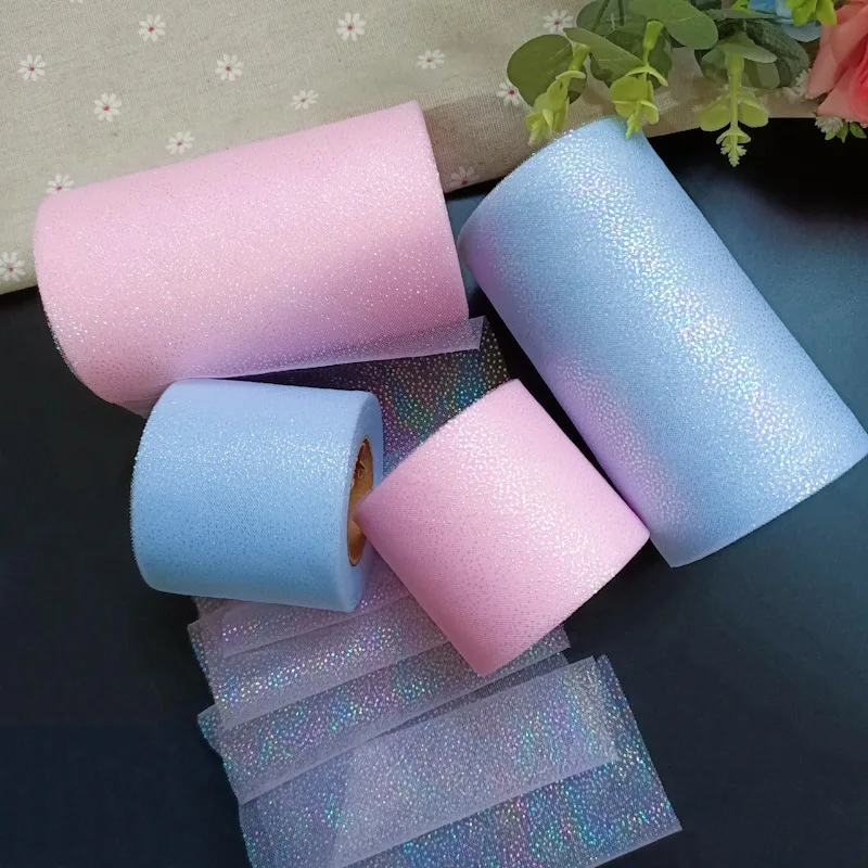 (25 ярдов/рулон) DIY красочные точки яркие блестки Сетка Жемчуг атласная лента