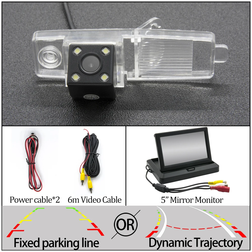 4LED N 5 in Foldable Фиксированная или динамическая траектория камера заднего вида для Toyota Highlander Kluger RAV4 RAV 4 2009 2010 2011 2012 Автостоянка аксессуары - Название цвета: 4LED N 5 in Foldable