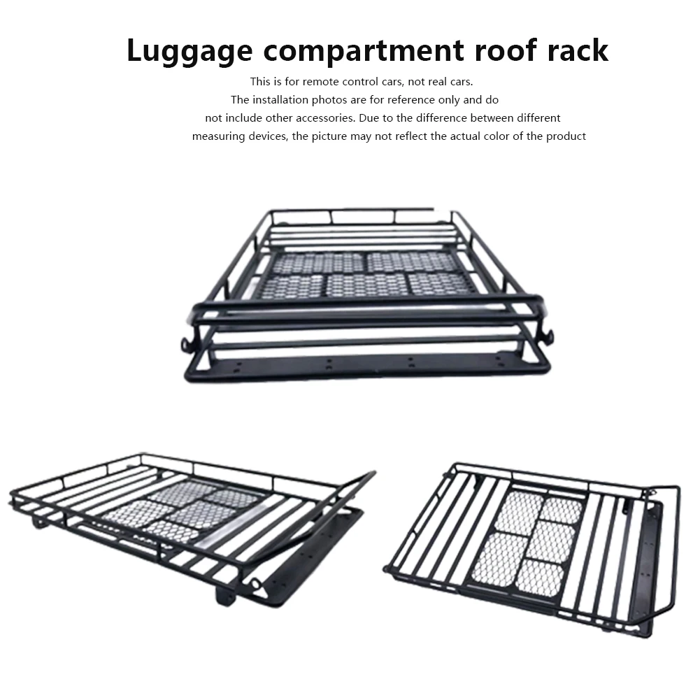 

Metal Roof Rack Luggage Tray with LED Light for 1/10 RC Car Axle SCX10 90046 Remote Control Toys Replace Accessories