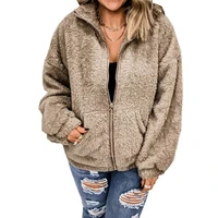 s 5xl womens plus size autumn and winterjacket plush faux lamb wool zipper hooded jacket warm casual sweatshirt jacket