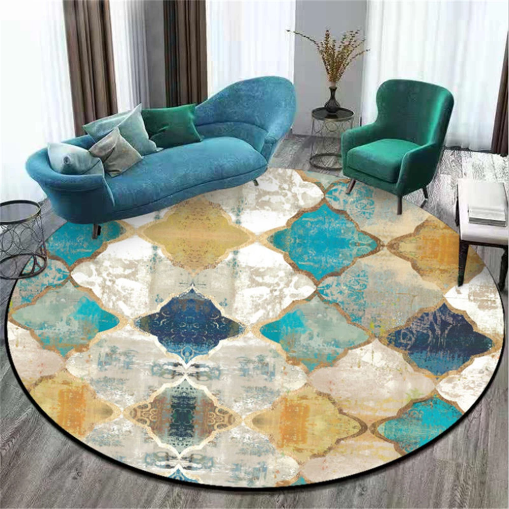 

Home Area Rug for Living Room Vintage European Moroccan Style Round Carpet Bedroom Rug Christmas Rug 100% Polyester