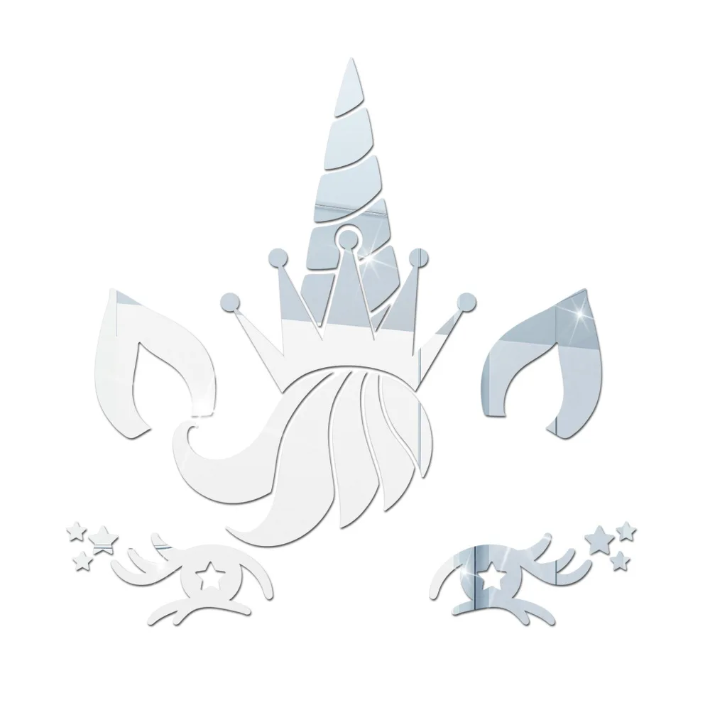 Зеркальная настенная акриловая наклейка в виде единорога 3D Самоклеящиеся