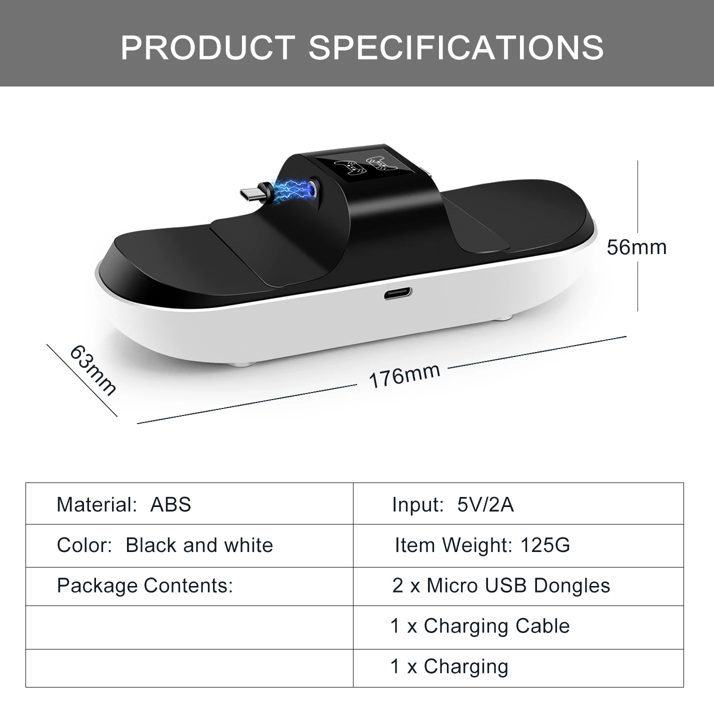 led wireless controller charging dock station 5v2a fast charger stand with 2 type c magnetic interface for playstation5 gamepad free global shipping