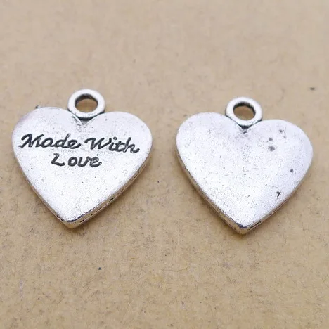 

Cute Charms For Bracelet Love Charms Antique Silver Color 18*20mm 4 Pieces