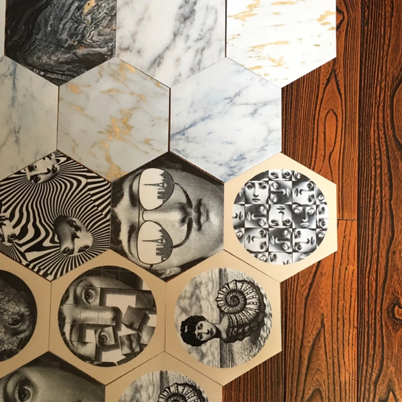 Новый ПВХ Ретро тотемный символ шестиугольная плитка наклейки для ванной кухни